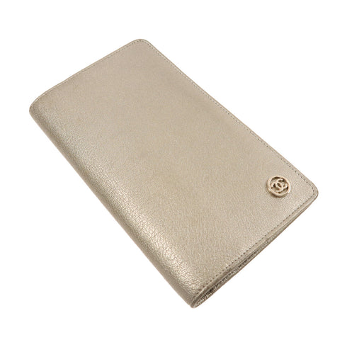 CHANEL CC SHW Long Wallet Lambskin Leather Gray