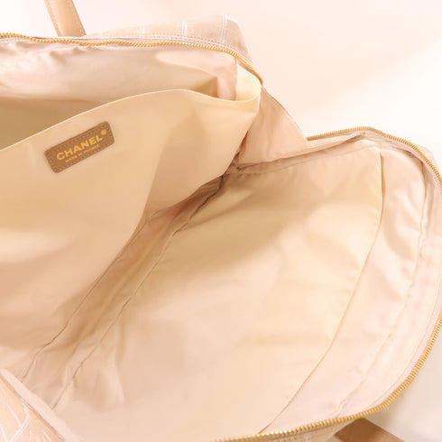 CHANEL CC GHW Travel Laptop Bag Nylon Beige