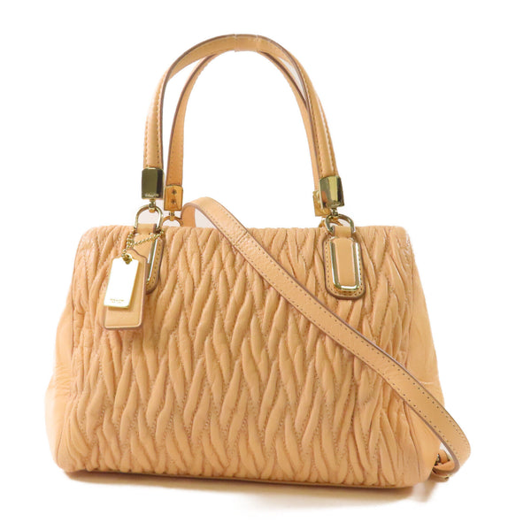 COACH GHW 2 Way Shoulder Handbag Calfskin Leather