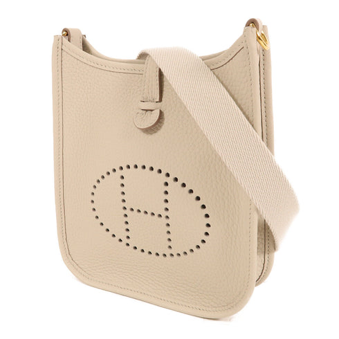 HERMES GHW Evelyne TPM Shoulder Bag Clemence Leather Beton