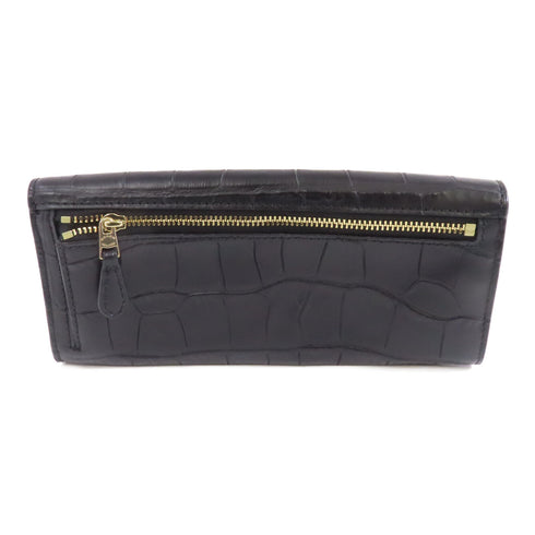 COACH GHW Long Wallet Calfskin Leather Black