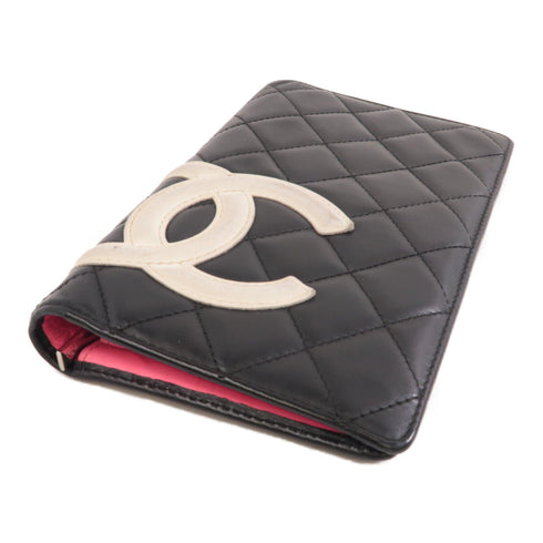 CHANEL Quilted CC SHW Cambon Long Wallet Calfskin Leather Black v1