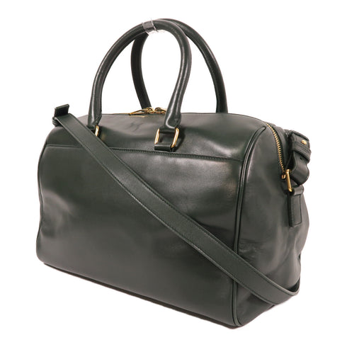 SAINT LAURENT GHW Duffle 2 Way Bag 322049 Calfskin Leather Green