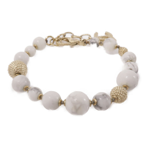 CHANEL CC Bracelet Metal Gold White