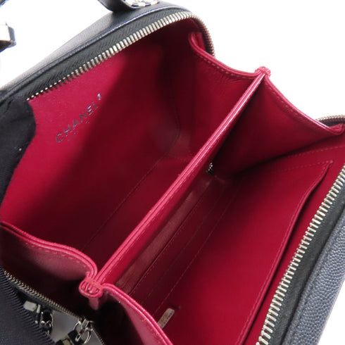 CHANEL Quilted CC SHW Chain Shoulder Bag Leather Black/White