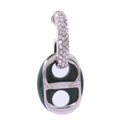 Christian Dior CD Earring 500 Metal PVC Rhinestones Green