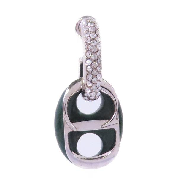 Christian Dior CD Earring 500 Metal PVC Rhinestones Green