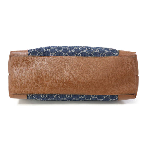 GUCCI GG Shoulder Tote Bag 631685 Denim/Leather Blue