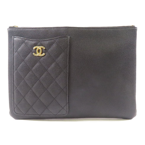 CHANEL CC GHW Pouch Calfskin Leather