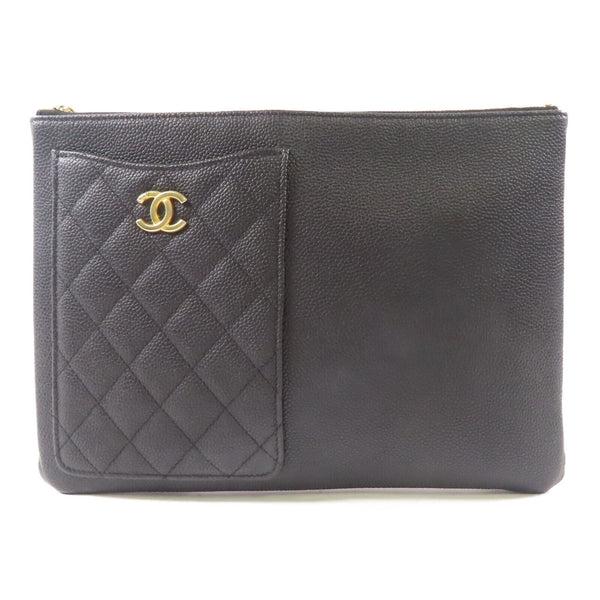 CHANEL CC GHW Pouch Calfskin Leather