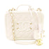 CHANEL CC GHW Vanity Hand Chain Shoulder Bag Calfskin Leather A93343 White