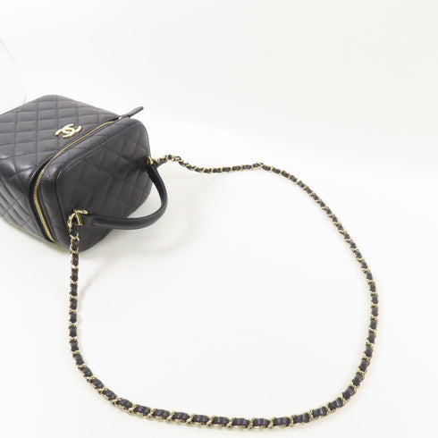 CHANEL CC GHW Vanity Bag Chain Shoulder Bag Calfskin Leather
