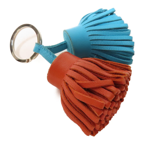 HERMES Carmen Charm Swift Leather 8V/7N Orange Poppy Bleu Azteque Blue/Orange