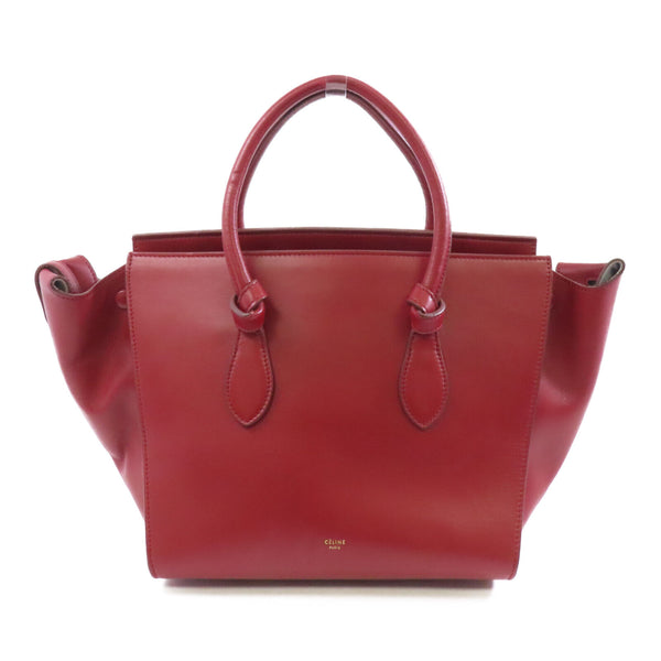 CELINE GHW Tie Bag Handbag Calfskin Leather Red