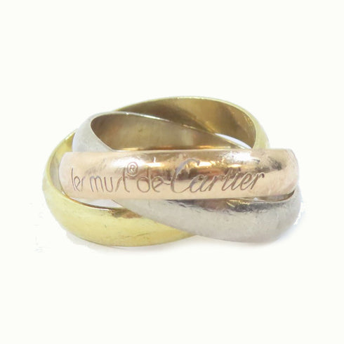 CARTIER Trinity Ring 18K Pink Gold/Yellow Gold/White Gold US#4 Cartier#48
