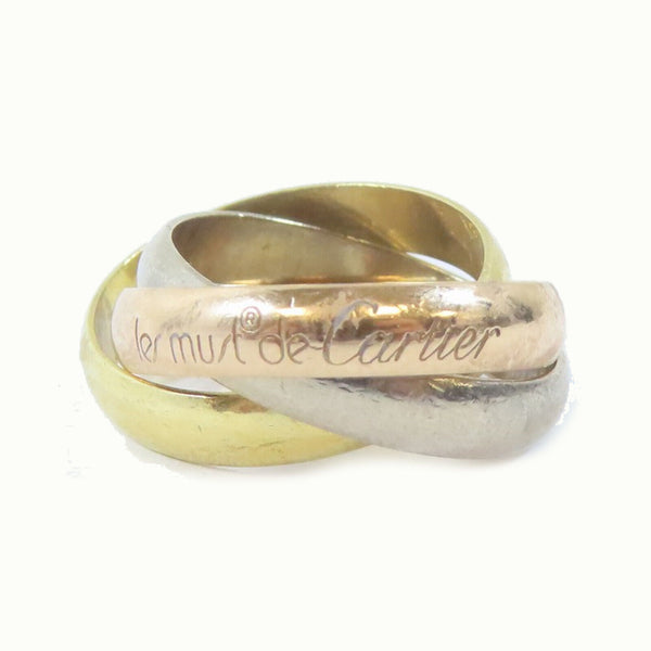 CARTIER Trinity Ring 18K Pink Gold/Yellow Gold/White Gold US#4 Cartier#48