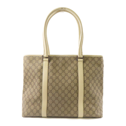 GUCCI GG SHW Tote Shoulder Bag 114288 Coated Canvas Brown/White