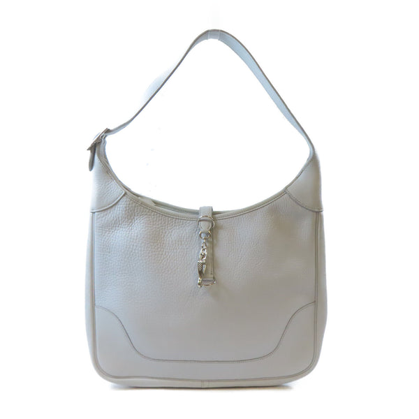 HERMES PHW Trim 35 Shoulder Bag Taurillon Clemence Leather Blue Bleu Glacier