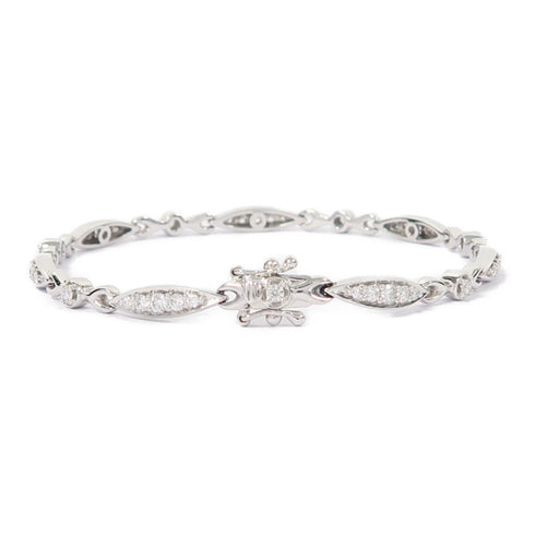 Fine Jewelry 0.97ct Diamond 10.2g Bracelet 18K White Gold