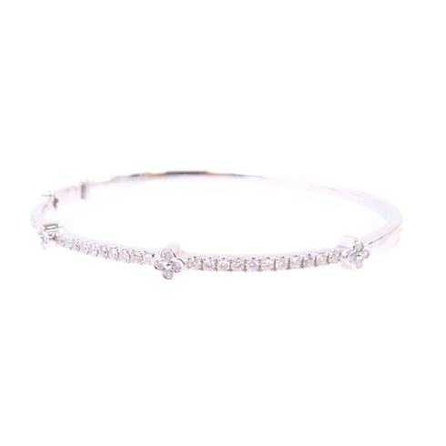 Jewelry SHW 0.707ct Diamond Bangle Bracelet 18K White Gold