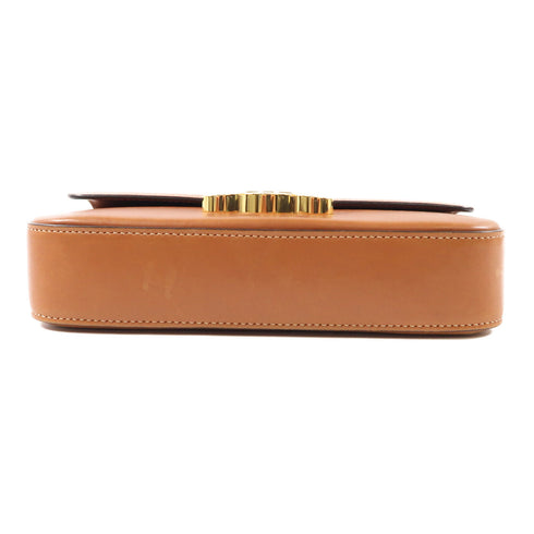 CELINE GHW Shoulder Handbag Calfskin Leather Brown