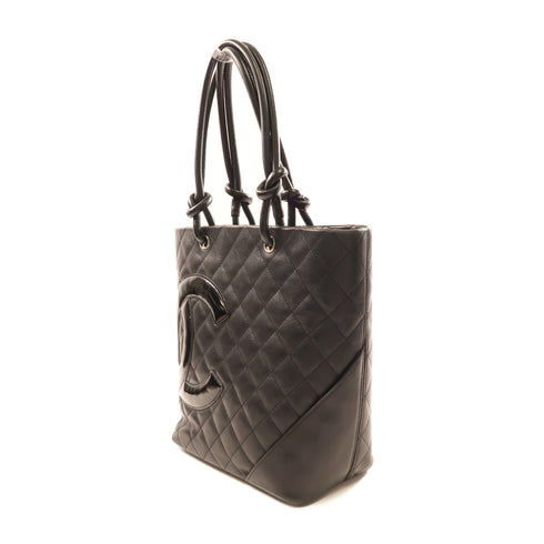 CHANEL CC SHW Cambon Line Tote Bag Calfskin Leather Black