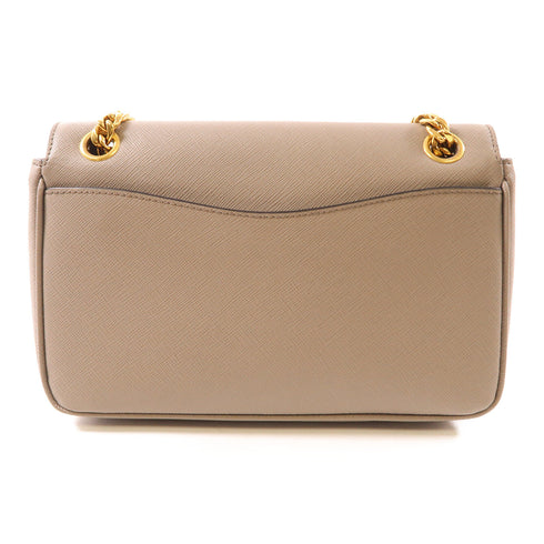 PRADA GHW Chain Shoulder Bag Saffiano Leather Grey 1BD193