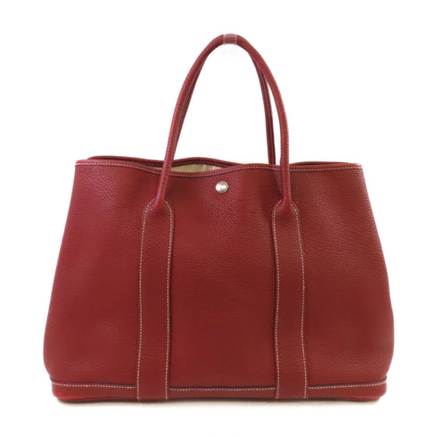 HERMES PHW Garden Party PM Tote Bag Negonda Leather 55 Rouge H Wine Red