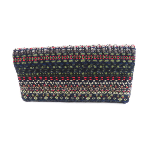 CHANEL CC SHW Pouch Clutch Bag Tweed Black Multicolor