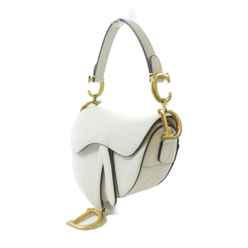 Christian Dior CD GHW Mini Saddle Bag Shoulder Bag M0456CBAA_M030 Calfskin White