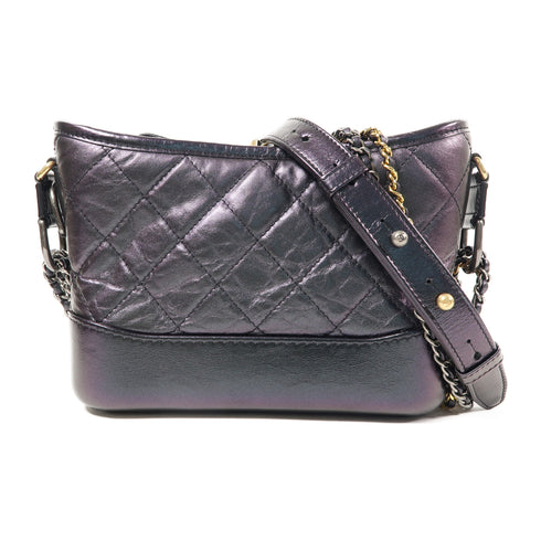 CHANEL Quilted CC GHW Gabrielle Small Chain Shoulder Bag A91810 Calfskin Purple
