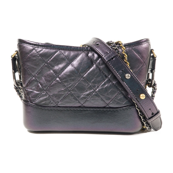 CHANEL Quilted CC GHW Gabrielle Small Chain Shoulder Bag A91810 Calfskin Purple