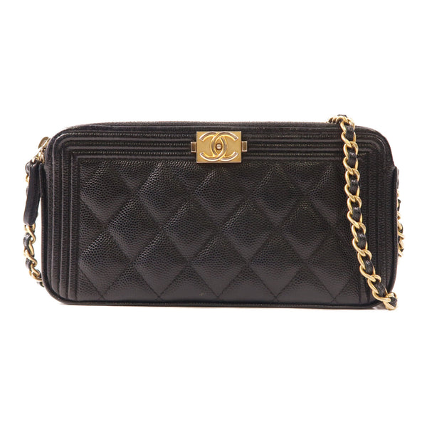 CHANEL CC GHW Boy WOC Wallet On Chain Shoulder Bag Calfskin Leather Black