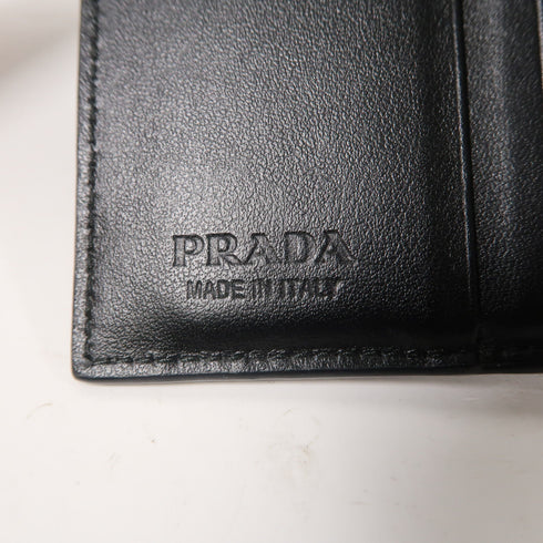 PRADA Brushed Wallet Fold Wallet Leather Black