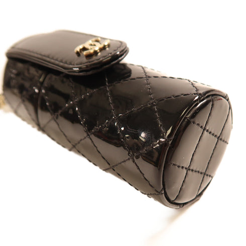 CHANEL CC GHW Chain Shoulder Bag Patent Leather Black v3