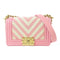 CHANEL CC GHW Boy Chanel Chain Shoulder Bag Lambskin Leather Canvas Pink White
