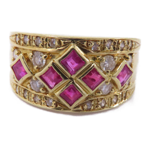 Fine Jewelry 0.70ct Ruby 0.031ct Diamond Ring US#7.25 18K Yellow Gold