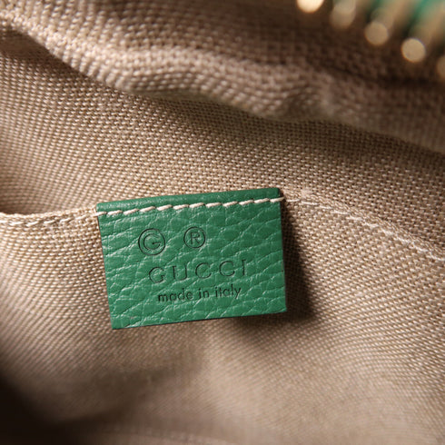 GUCCI GHW GG Bree Shoulder Bag Crossbody 449413 Canvas Leather Brown Green