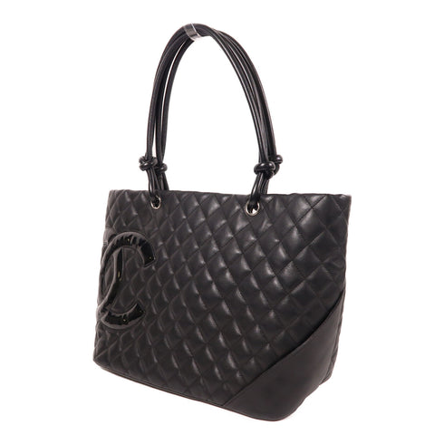 CHANEL CC SHW Cambon Line Shoulder Tote Bag Calfskin Leather Black