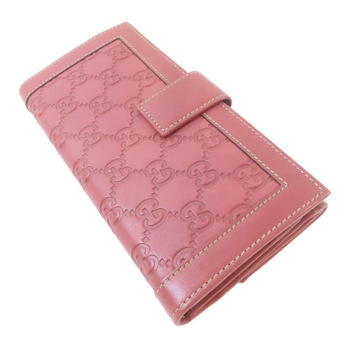 GUCCI GG SHW Long Bifold Wallet 146199 Calfskin Leather Pink