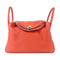 HERMES PHW Lindy 30 Shoulder Handbag Taurillon Clemence Leather Orange Poppy