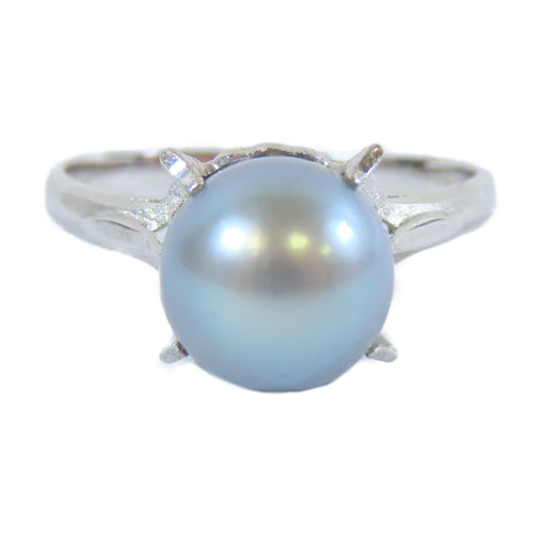 FINE JEWELRY 2.6g Pearl Ring 14K White Gold US#7