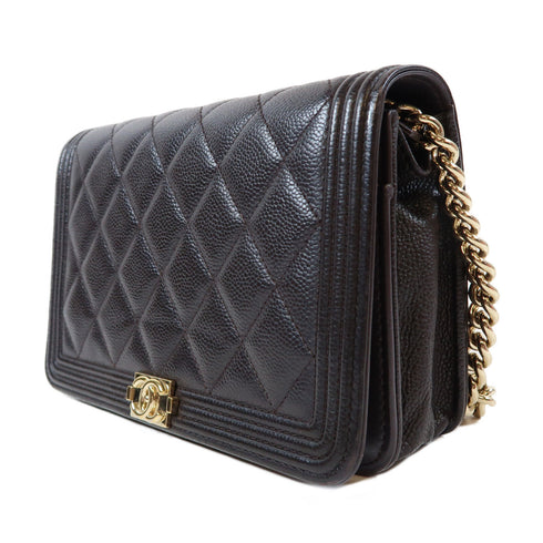 CHANEL Quilted CC GHW Boy WOC Wallet On Chain Shoulder Bag AP1117 Caviar Black