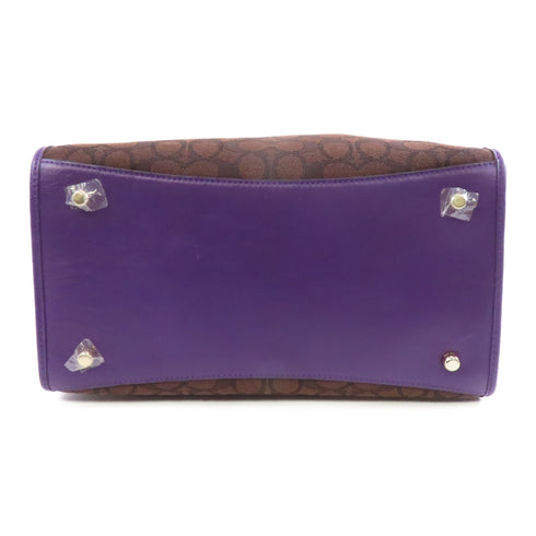 COACH GHW 2way Shoulder Bag Canvas Purple Brown