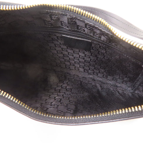 GUCCI GG GHW Shoulder Handbag 001.4128 Canvas Calfskin Leather Black