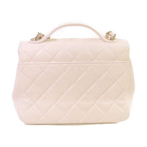 CHANEL Quilted CC Business Affinity Chain Shoulder Bag Caviar Skin Leather White