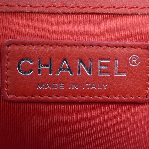 CHANEL CC Chain Shoulder Bag Calfskin Leather Red