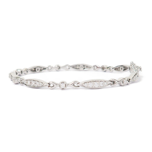 Fine Jewelry 0.97ct Diamond 10.2g Bracelet 18K White Gold