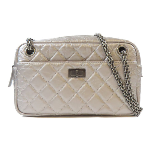 CHANEL Quilted CC 2.55 Chain Shoulder Handbag 65169 Calfskin Leather Silver