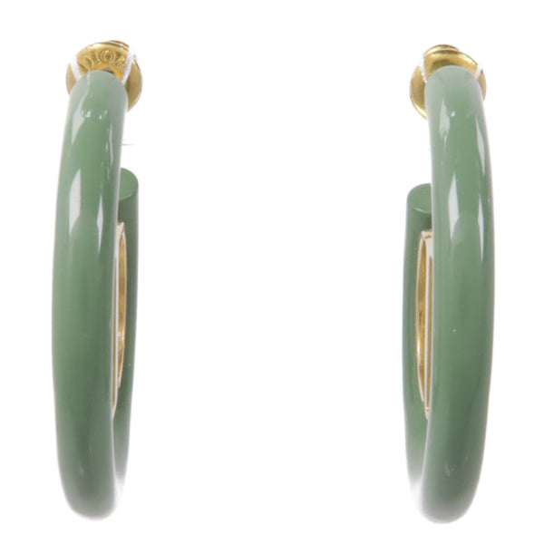 Christian Dior CD Earrings Metal/PVC Green/Gold
